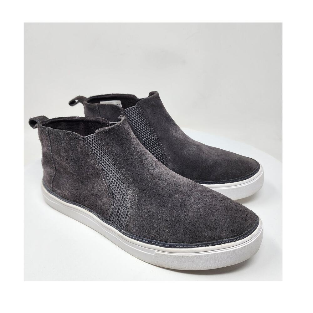 TOMS Bryce Chukka Sneaker Women 10 Grey Suede High Top Pull On Shoes 10017452